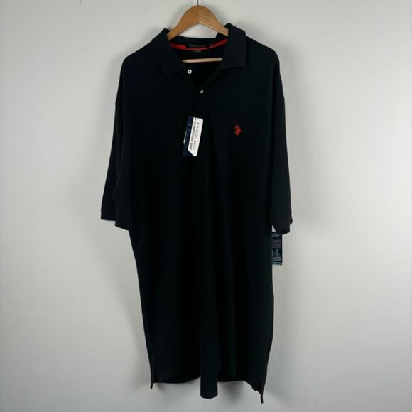 NWT US Polo Assn Black Men’s Pique Polo 3XLT - Picture 4 of 9